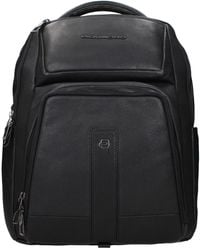 Piquadro - Black Leather Backpacks - Lyst