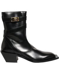 Dolce & Gabbana - Black Leather Dg Plaque Mid Calf Boots Shoes - Lyst