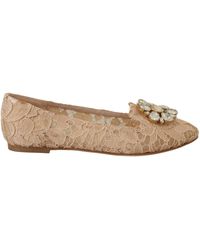 Dolce & Gabbana - Elegant Lace Vally Flats With Crystal Accent - Lyst