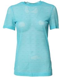 Dolce & Gabbana - Blue Nylon See Through Short Sleeves Top - Lyst