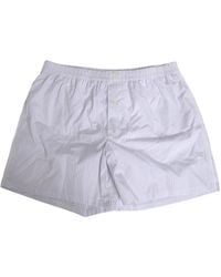 Dolce & Gabbana - White Blue Cotton Striped Button Fly Shorts Swimwear - Lyst