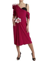 Dolce & Gabbana - Flower Embellished One Shoulder Dress - Lyst