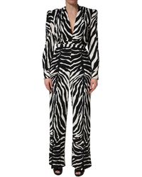 Dolce & Gabbana - Viscose Zebra Pattern Jumpsuit Elastane - Lyst