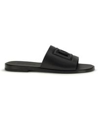 Dolce & Gabbana - Black Calf Leather Bos Taurus Sandals - Lyst