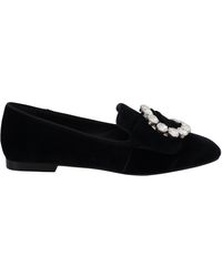 Dolce & Gabbana - Chic Velvet Crystal-Embellished Loafers - Lyst
