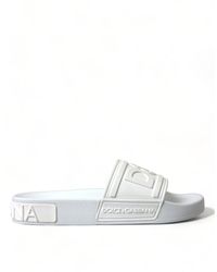 Dolce & Gabbana - White Rubber Sandals Slides Beachwear Shoes - Lyst