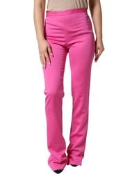 Versace - Pink Viscose High Waist Straight Casual Trouser Pants - Lyst