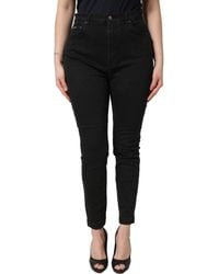 Dolce & Gabbana - Black Skinny Cotton High Waist Denim Jeans - Lyst