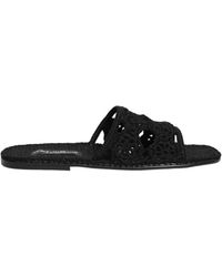 Dolce & Gabbana - Black Fabric Woven Slides Sandals Flats Shoes - Lyst