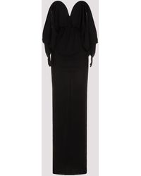 Saint Laurent - Black Viscose Long Dress - Lyst