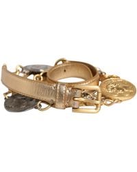 Dolce & Gabbana - Gold Brass Chain Coin Embellished Metal Buckle Belt - Lyst