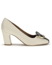 Ferragamo - Beige Calf Leather Bos Taurus High Heel Pumps - Lyst