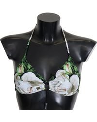 Dolce & Gabbana - Floral Print Halter Swimwear Bikini Top - Lyst