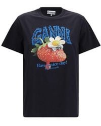 Ganni - Black Cotton T - Lyst