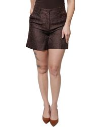 Dolce & Gabbana - Brown Floral Brocade Mid Waist Mini Short - Lyst
