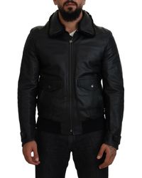 Dolce & Gabbana - Lamb Leather Collared Coat Jacket - Lyst