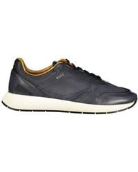 BOSS - Blue Leather Men's Sneaker - Lyst