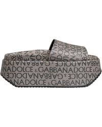 Dolce & Gabbana - Gray Leather Monogram Logo Sandals Shoes - Lyst