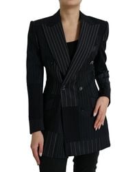 Dolce & Gabbana - Striped Wool Doublebreasted Coat Jacket - Lyst
