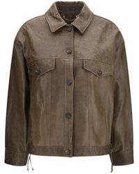 Golden Goose - Brown Calf Leather Bos Taurus Leather Jacket - Lyst