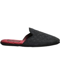 Dolce & Gabbana - Black Floral Brocade Slides Slippers Shoes - Lyst