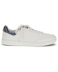 Burberry - White Calf Leather Bos Taurus Low Top Sneakers - Lyst