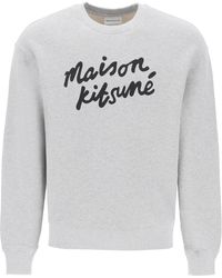 Maison Kitsuné - Felpa Girocollo Con Logo Handwriting - Lyst