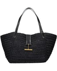 Tom Ford - Black Raffia Shoulder Bag - Lyst