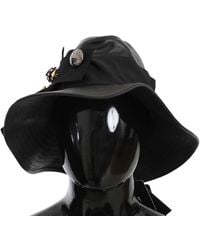 Dolce & Gabbana - Dolce Gabbana Leather Dg Coin Crystal Wide Brim Hat - Lyst