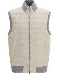 Brunello Cucinelli - Calf Leather Bos Taurus Sleeveless Jacket Clothing - Lyst