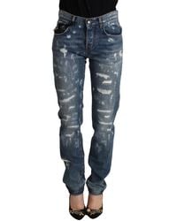 Dolce & Gabbana - Distressed Denim Boyfriend Skinny Jeans - Lyst