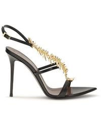 Giuseppe Zanotti - Black Calf Leather Bos Taurus Stiletto Heel Sandals - Lyst