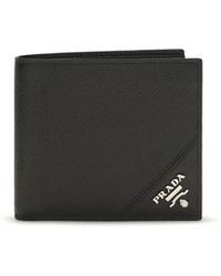 Prada - Black Calf Leather Bos Taurus Wallet - Lyst