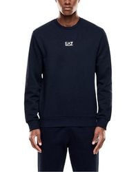 EA7 - Blue Cotton Sweatshirt - Lyst