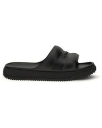Moncler - Black Rubber Flat Sandals - Lyst