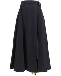 Burberry - Black Wool Oves Aries Midi Skirt - Lyst