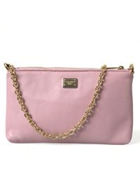 Dolce & Gabbana - Elegant Leather Pouch Clutch With Floral Embroidery - Lyst
