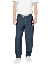 Replay - Blue Cotton Casual Pants - Lyst