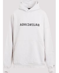 Balenciaga - Off White Cotton Large Fit Hoodie - Lyst