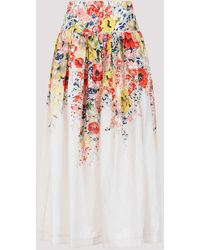 Zimmermann - Ivory Floral Alight Basque Linen Midi Skirt - Lyst