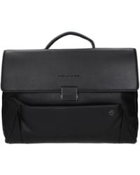 Piquadro - Black Leather Business And Laptop Bag - Lyst