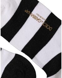 Dolce & Gabbana - Black White Stripes Mid Calf Accessory Socks - Lyst