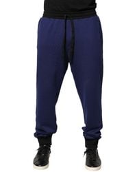 Dolce & Gabbana - Blue Cotton Mid Waist Jogger Trousers Pants - Lyst