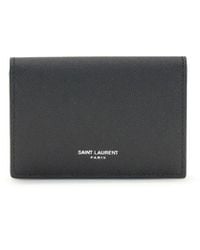 Saint Laurent - Grain De Poudre Leather Business Card Holder - Lyst