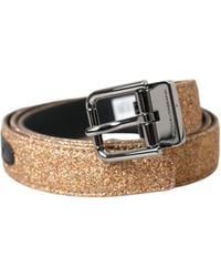 Dolce & Gabbana - Glitter Leather Metal Buckle Belt - Lyst