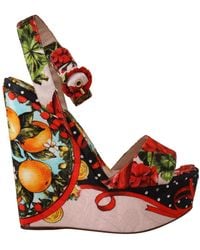 Dolce & Gabbana - Brocade Platform Heels Sandals Shoes - Lyst