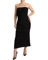 Dolce & Gabbana - Elegant Straples Silk Midi Dres - Lyst