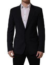 Dolce & Gabbana - Dark Blue Wool Single Breasted Men Blazer Jacket - Lyst
