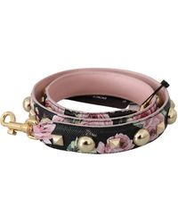 Dolce & Gabbana - Elegant Floral Leather Shoulder Strap - Lyst