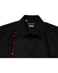 Dolce & Gabbana - Black Crystal Embellished Gold Dress Shirt - Lyst